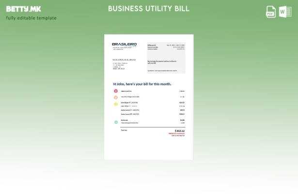 Шаблон за деловни телекомуникациски сметки во модерен стил Бразилиеро Телеком